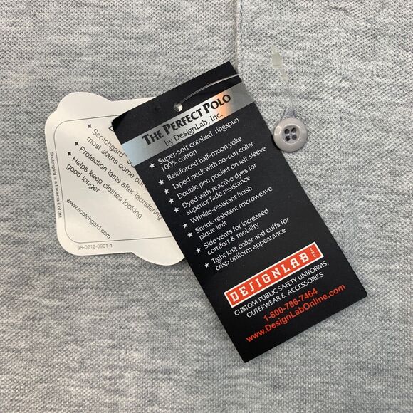 Shield Polo Shirt Mens M Medium Gray Cotton DesignLab Scotchgard Stain Proof - Picture 3 of 11